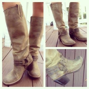 Frye “Carmen Harness” boots, size 7.5, olive green